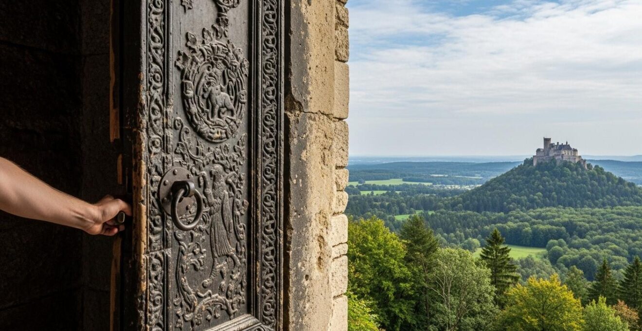 Illustration symbolique représentant la différence entre un château privé et un domaine national