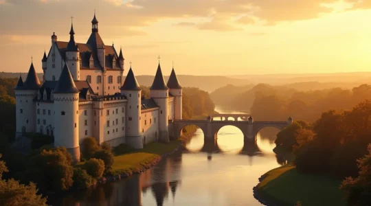 Vue panoramique du château d'Amboise surplombant la Loire, symbolisant la transition entre le gothique et la Renaissance.