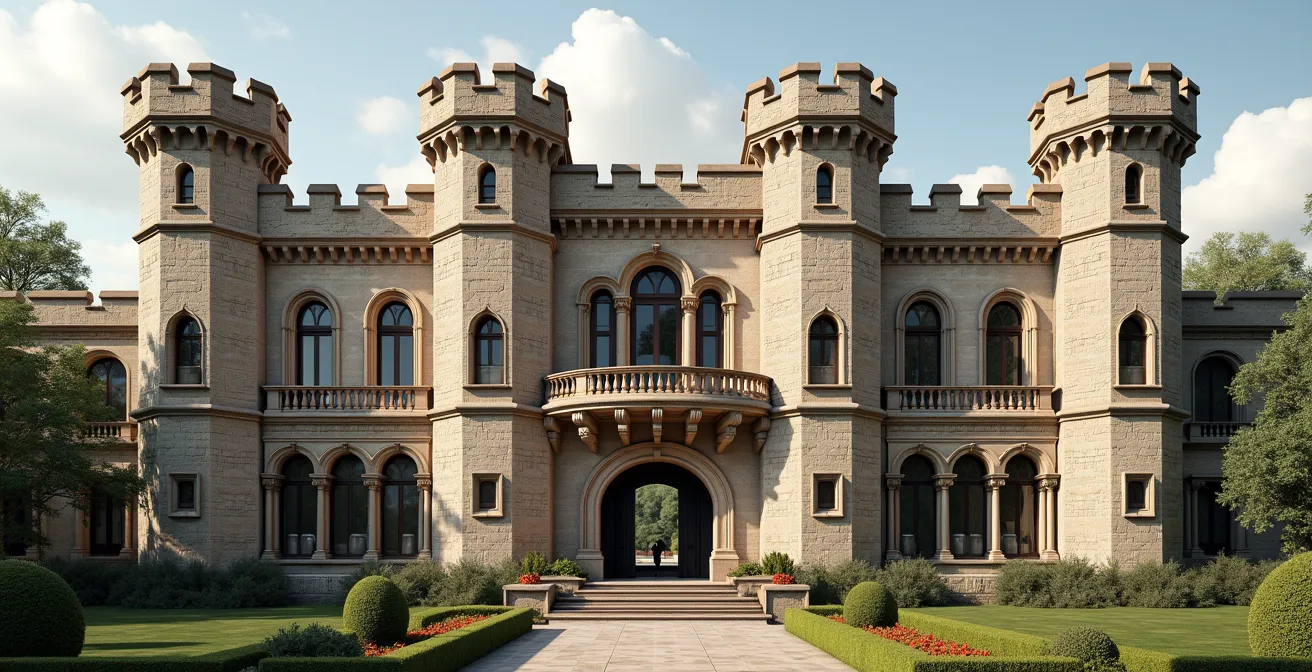 Façade d'un château de la Loire illustrant la transition entre forteresse médiévale et palais Renaissance d'agrément avec éléments défensifs décoratifs et fenêtres larges