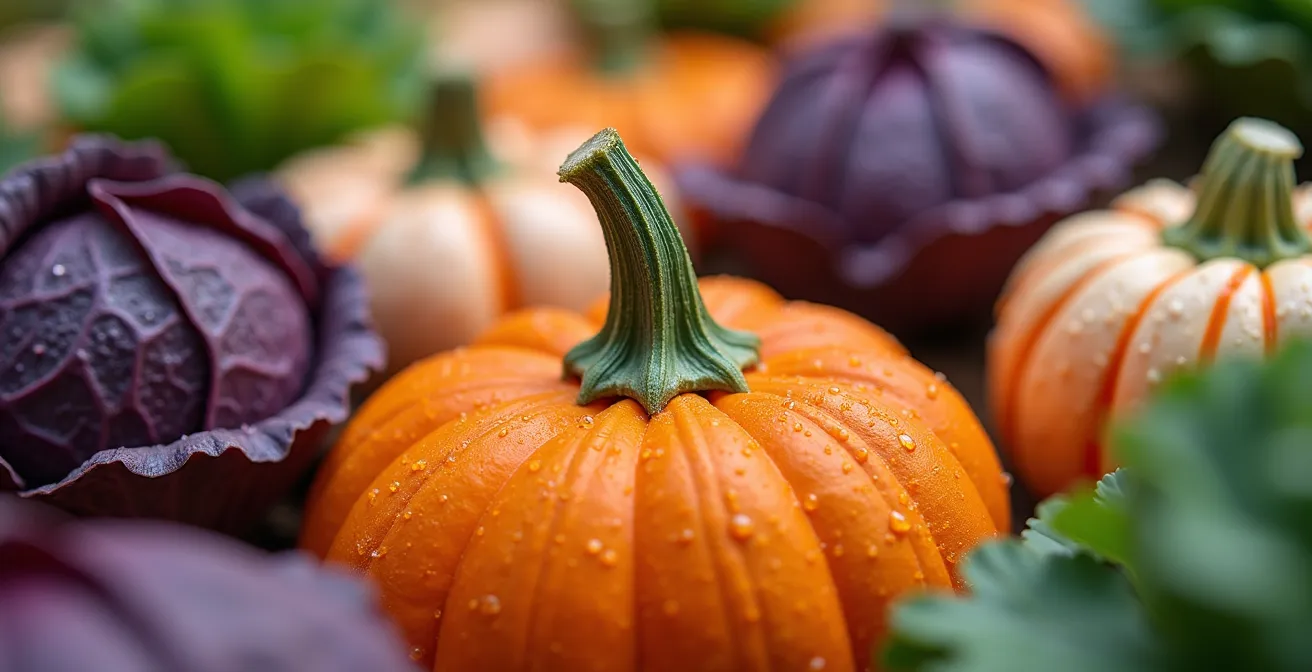 Vue aérienne du potager décoratif de Villandry avec ses damiers de légumes colorés